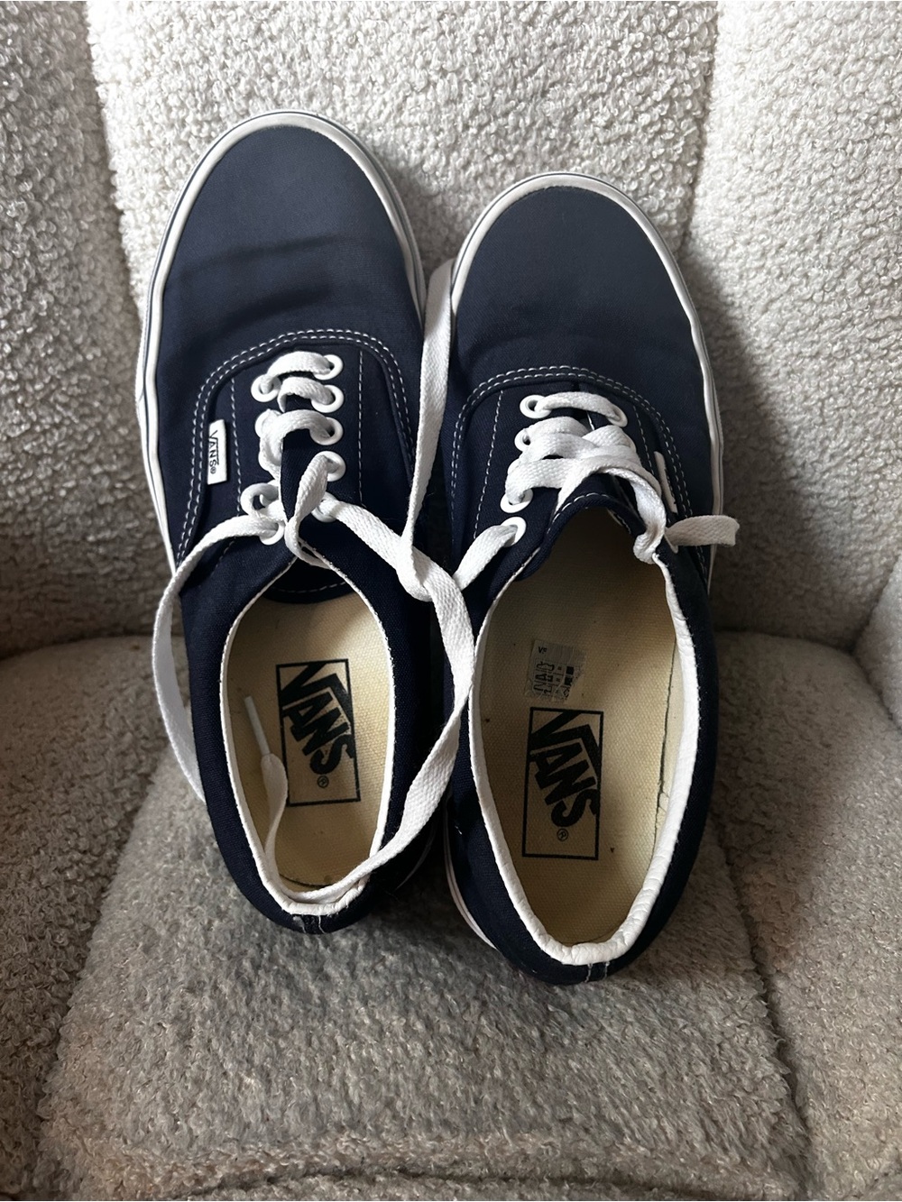 Vans Navy and White Low-Top Canvas Sneakers